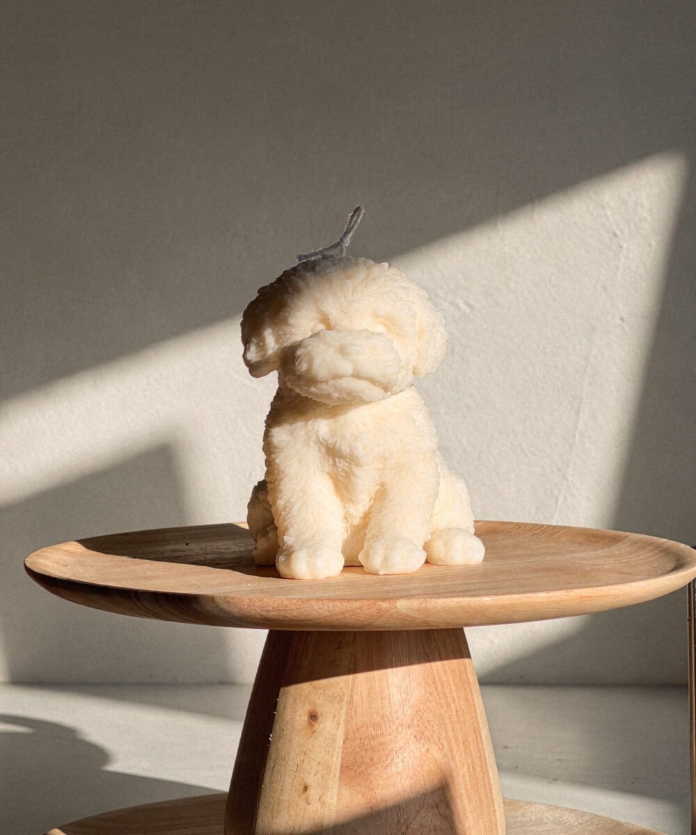 Vela de cão bebé creme com aroma de jasmim