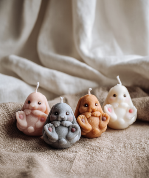 Vela de coelho artesanal Bunny
